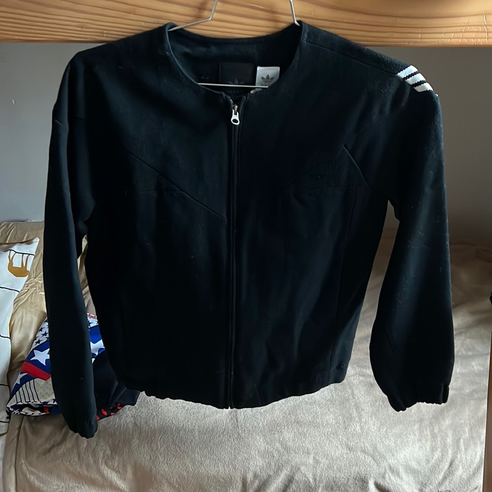 Adidas bomber felt black jacket small medium